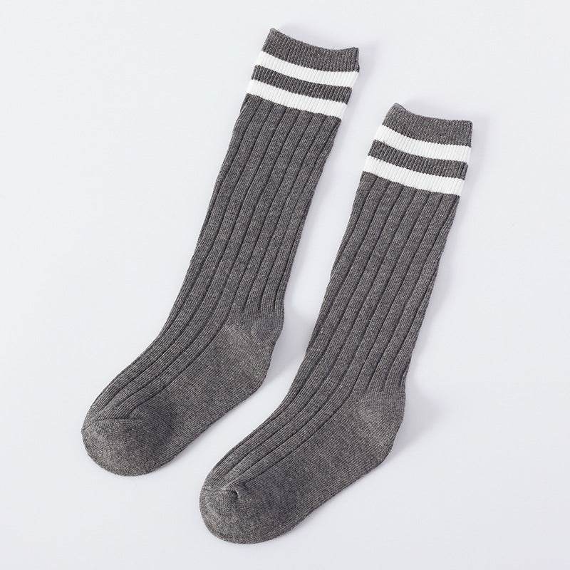 Pure Cotton Baby Socks - Korean Preppy Striped Style, Middle Calf Length - Buy Center