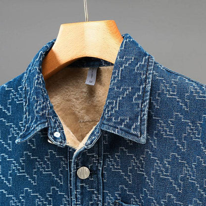 Buycenter Casual Denim Long Sleeve Shirt - Trendy Floral & Fleece Lined - Buy Center