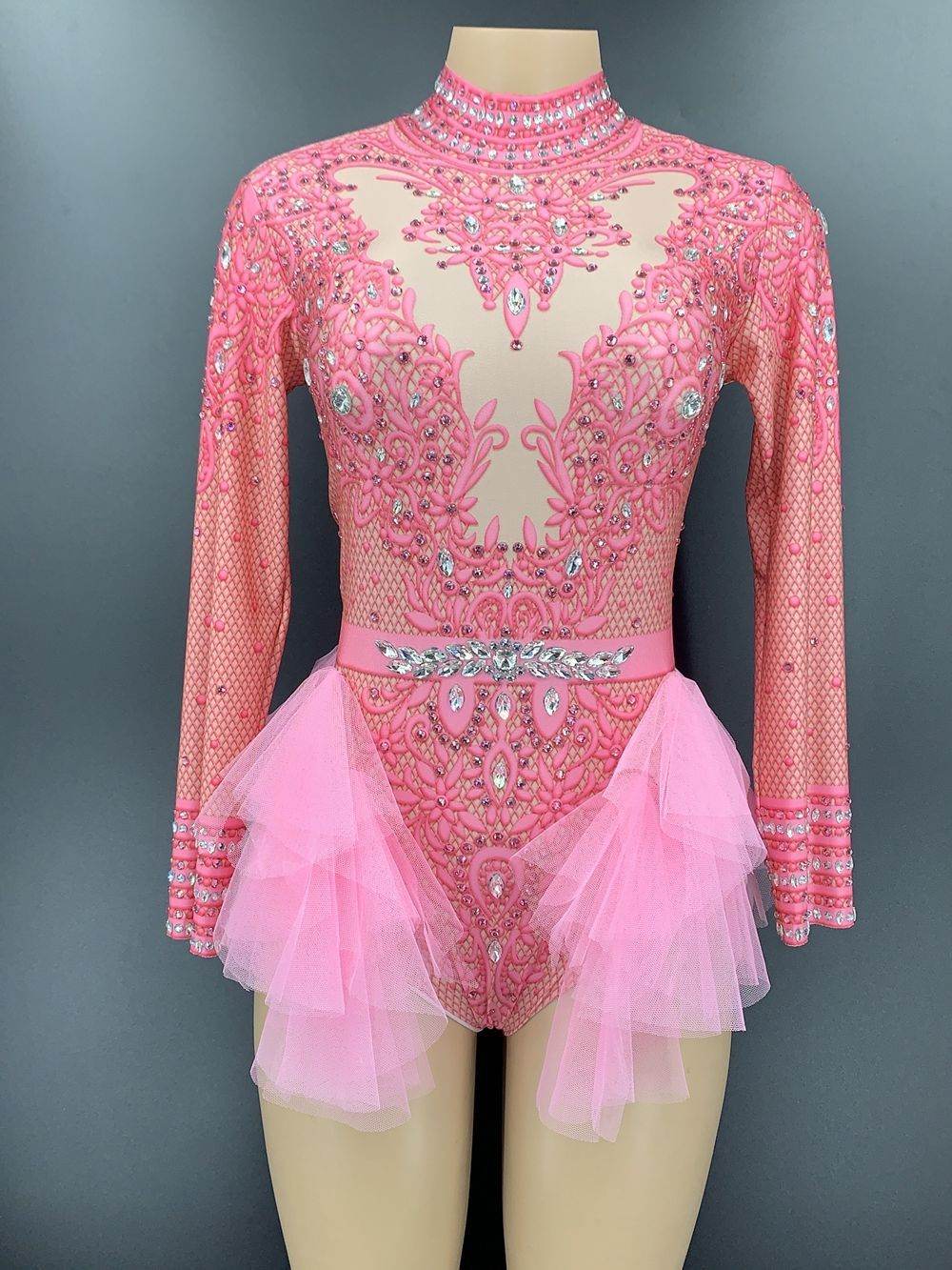 Dance Sexy Shiny Rhinestone Mesh Jumpsuit - Perfect Stage Costume for Women - Buy Center