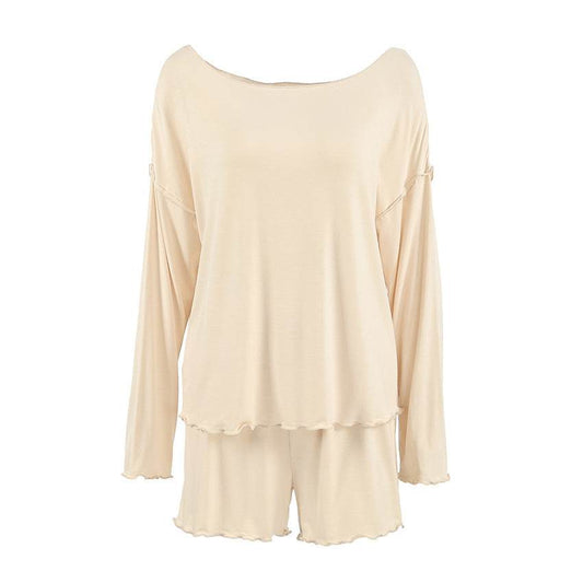 Comfortable Modal Pajamas Set - Long Sleeve Top & Shorts for Young Women - Buy Center