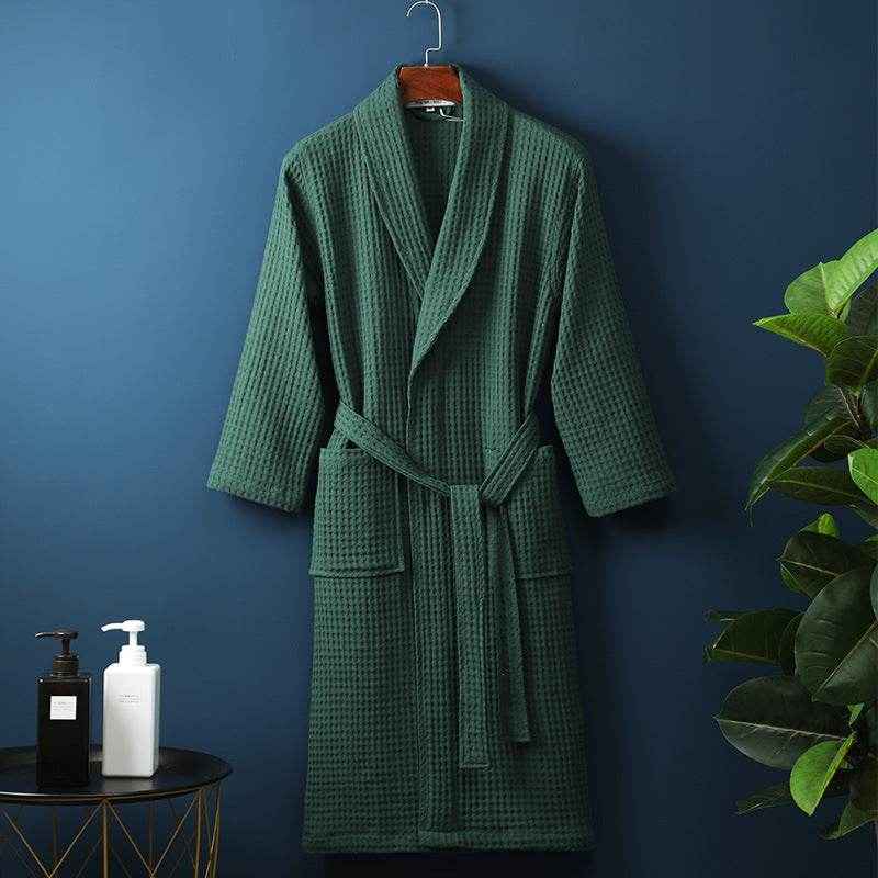 Pure Cotton Bathrobe - Long Waffle Nightgown for Men & Women 2025