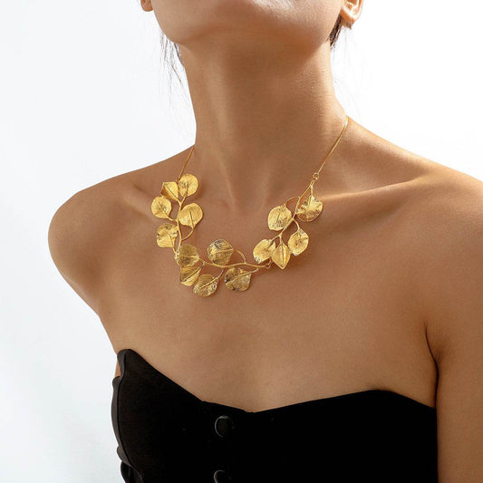 2025 Luxury Metal Leaf Earrings & Choker Set - Elegant Jewelry Gift - Buy Center