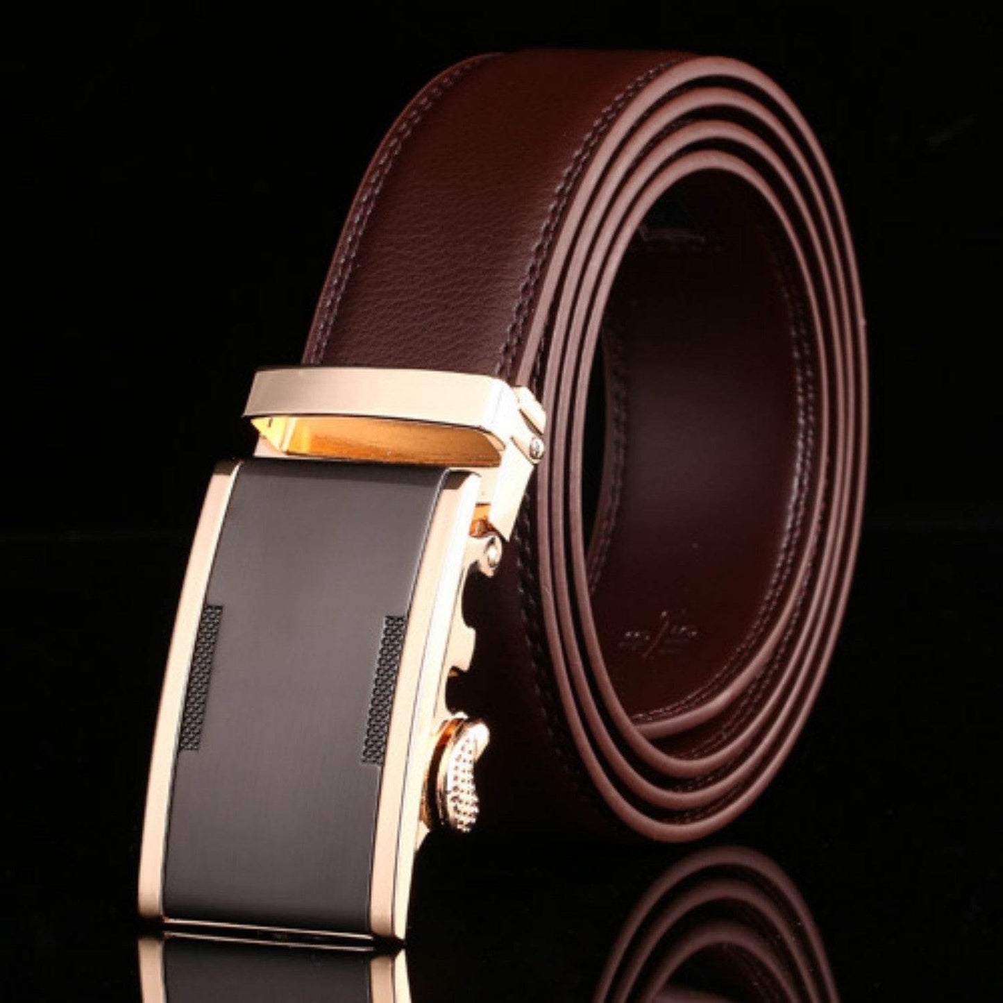 Men's Automatic Buckle Cowhide Belt - Durable Leather, Easy Fastening - Buy Center