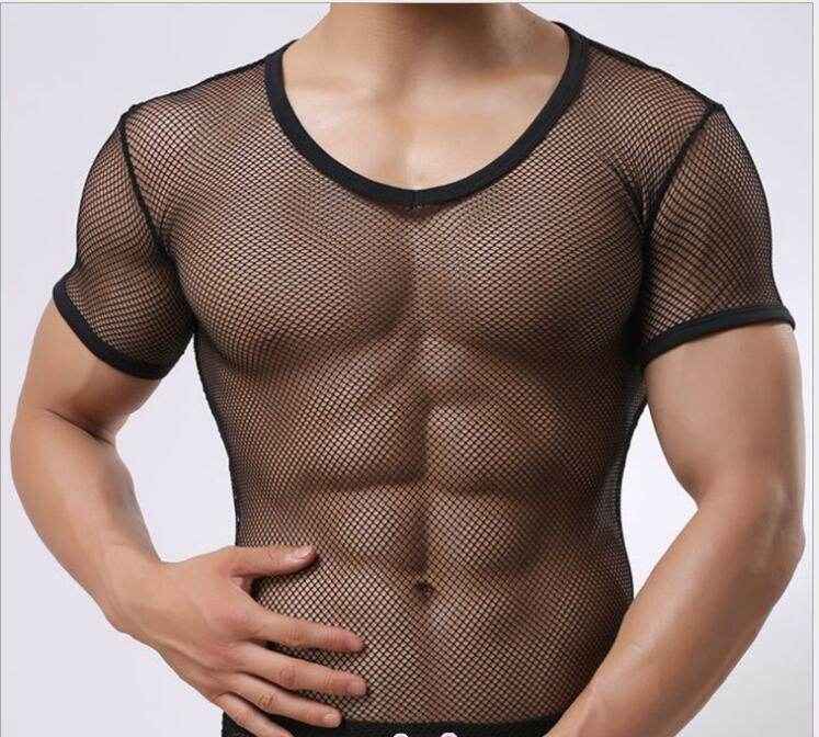 Men's Lightweight Mesh Tee - Slim Fit Round Neck, Stylish Design