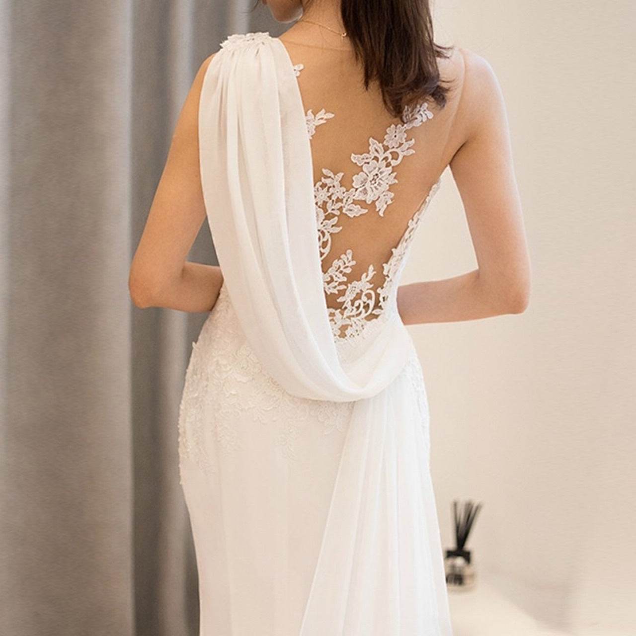 Ethereal Mid-Waist See-Through Wedding Dress - Stylish Lace Design 2025 - Buy Center