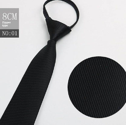 Black Striped Blue Business Tie - Lazy Zip Closure for Easy Wear - Buy Center