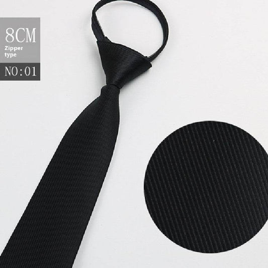 Black Striped Blue Business Tie - Lazy Zip Closure for Easy Wear - Buy Center