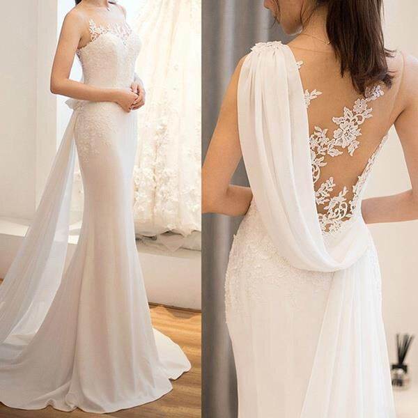 Ethereal Mid-Waist See-Through Wedding Dress - Stylish Lace Design 2025 - Buy Center
