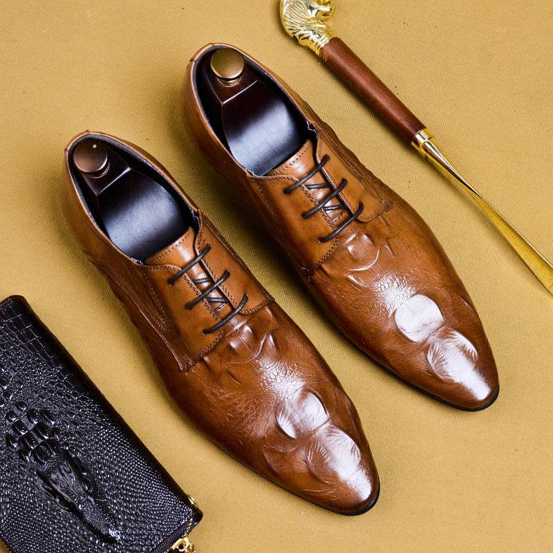 Buycenter Men's Business Suit Shoes - Pointed Leather, Comfortable Fit - Buy Center