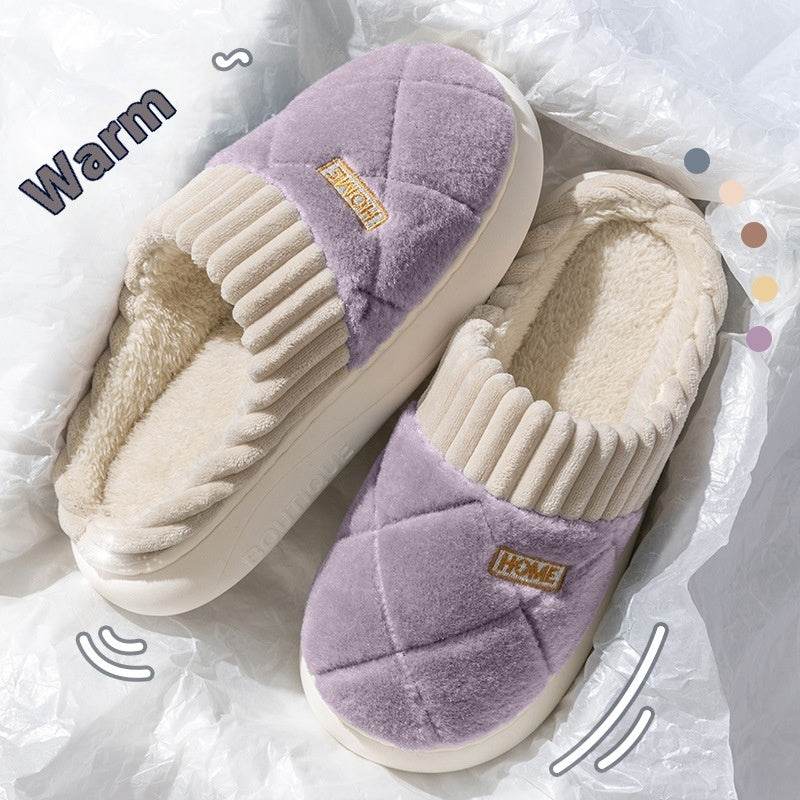 Men's Rhombic Plush Slippers - Winter Warm, Non-Slip Comfort Shoes - Buy Center
