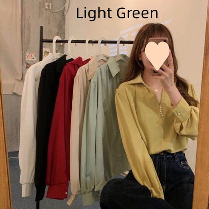 Niche Loose Long Sleeve Top - Versatile Blouse in Stylish Colors - Buy Center