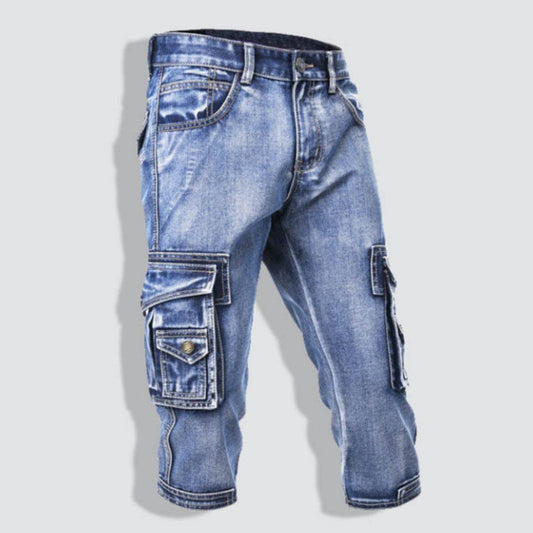 Slim Fit Cropped Denim Shorts for Men - Light Blue Casual Summer Wear - Buy Center