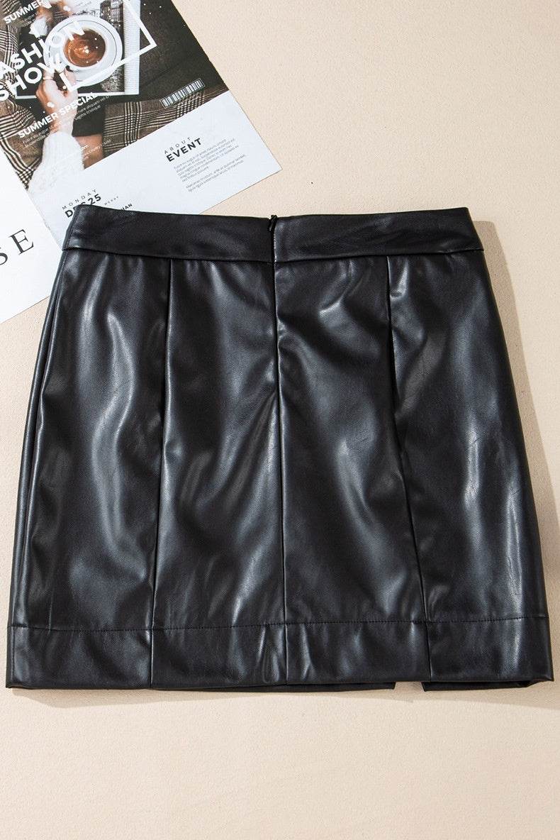 Buycenter Women's Solid Color High Waist Slim Fit Slit Skirt - Casual Chic - Buy Center