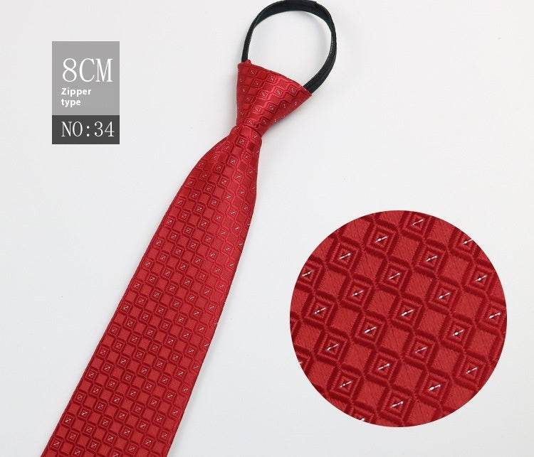 Black Striped Blue Business Tie - Lazy Zip Closure for Easy Wear - Buy Center