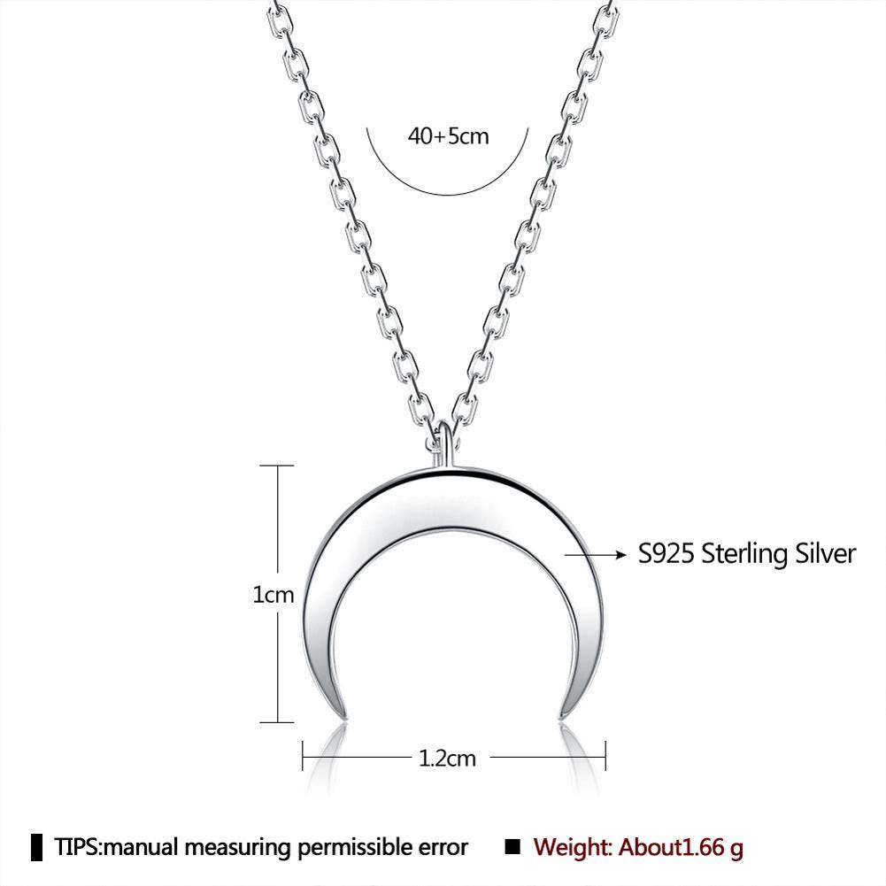 Simple Moon Pendant Necklace - 925 Sterling Silver Clavicle Chain for Women - Buy Center