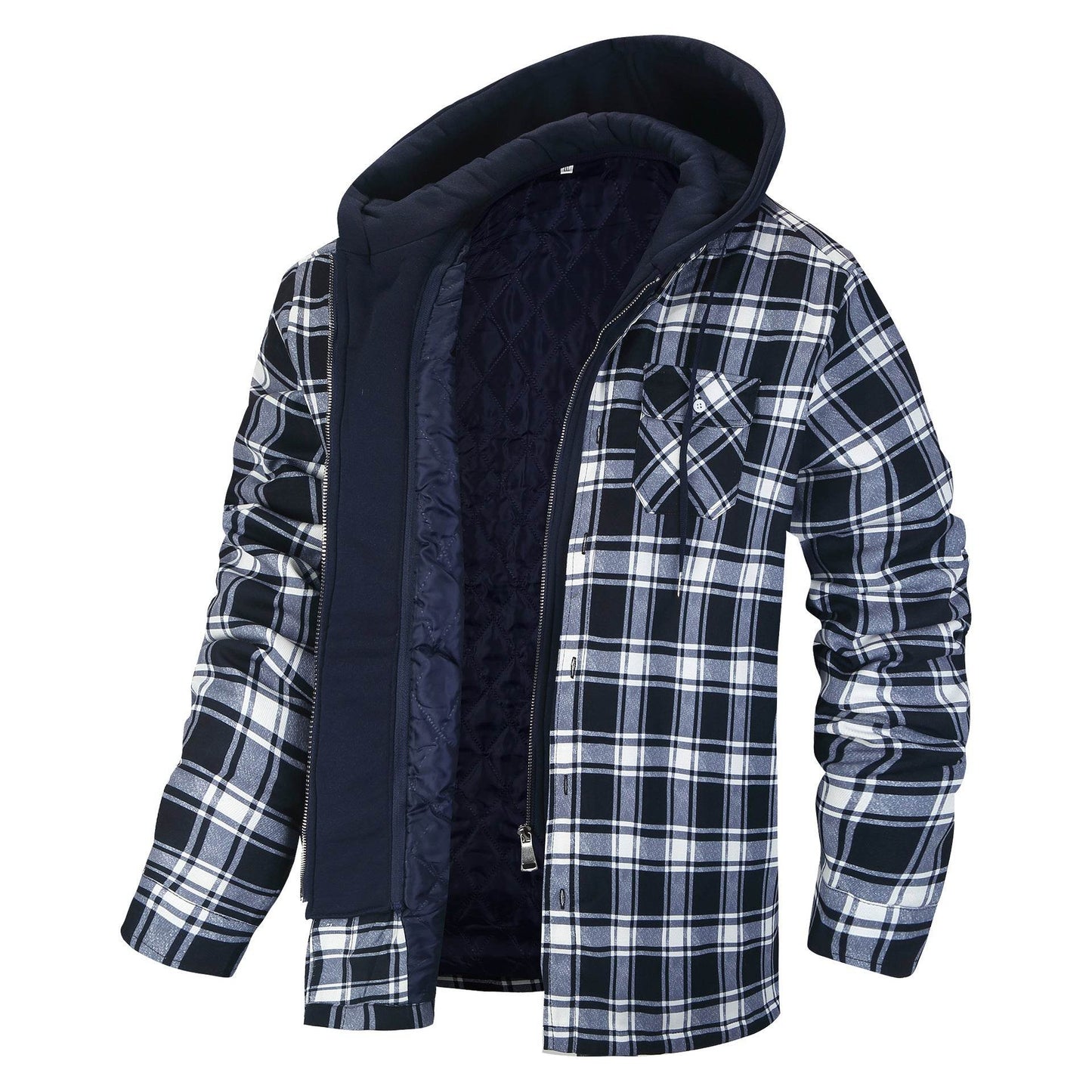 Men's Thick Plaid Hooded Jacket - Stylish Cardigan, Loose Fit for Winter - Buy Center