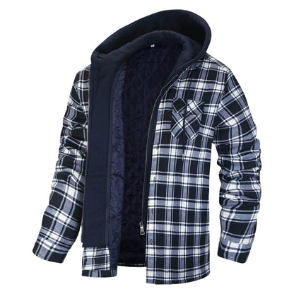 Men's Thick Plaid Hooded Jacket - Stylish Cardigan, Loose Fit for Winter - Buy Center