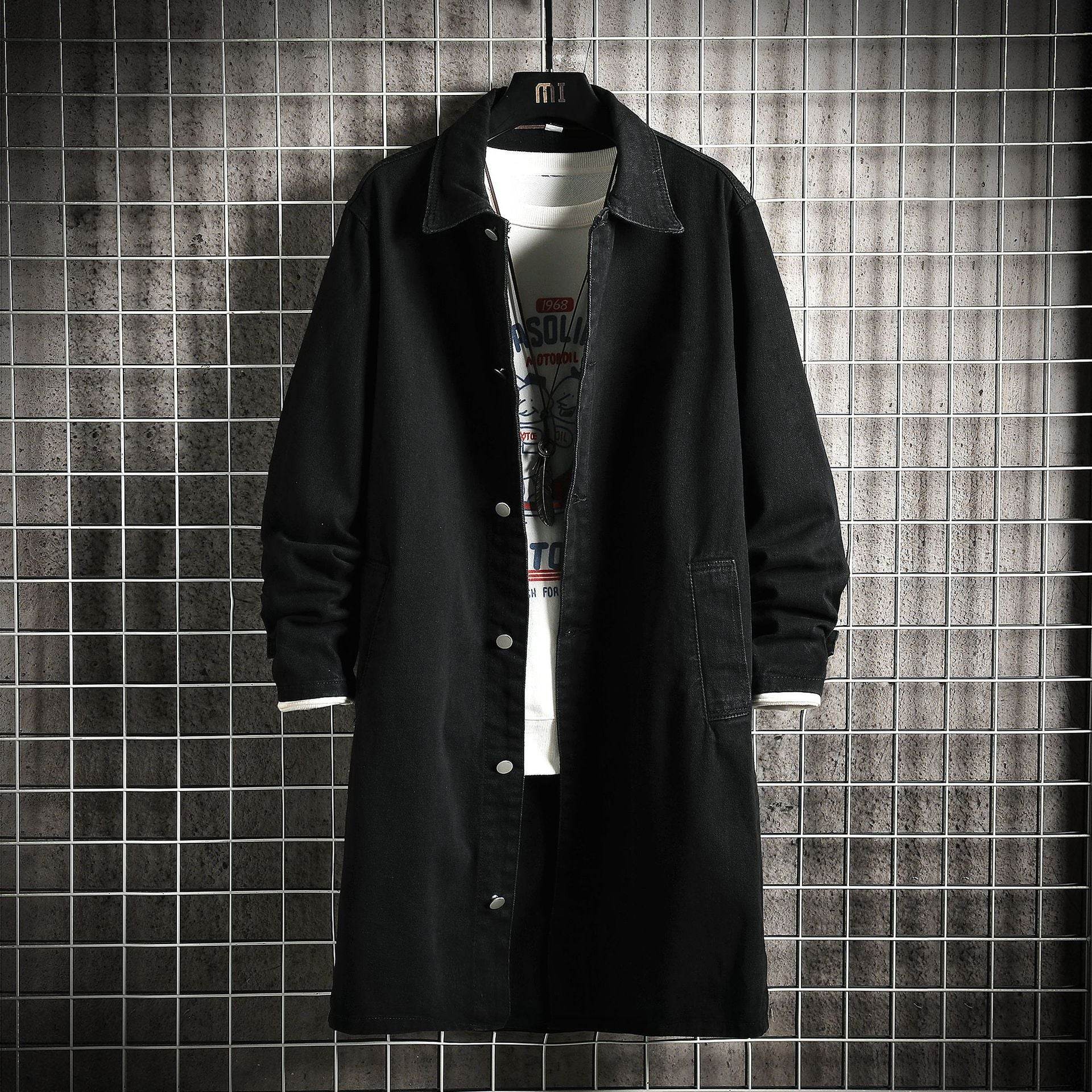 Men's Denim Trench Coat - Stylish Casual Mid-Length for All Occasions - Buy Center