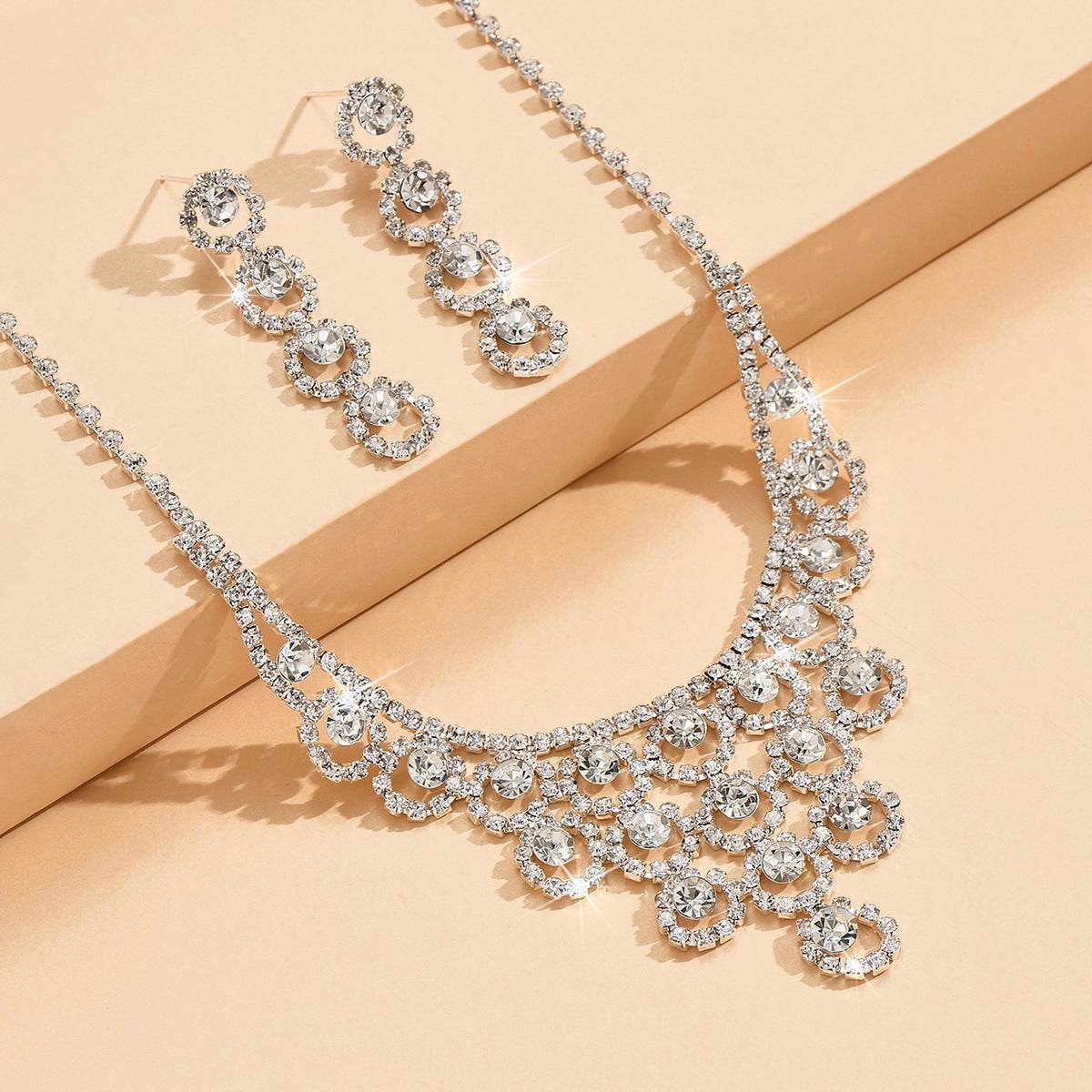 Women's Rhinestone Necklace & Earrings Set - Elegant Marine Life Design - Buy Center