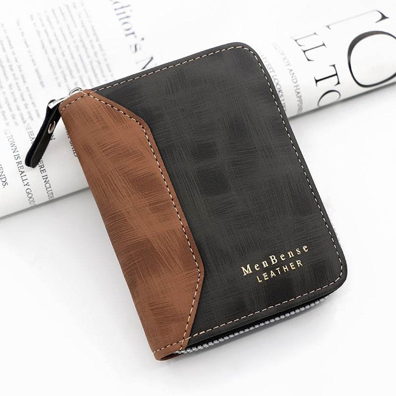 Frosted Men's Short Chain Wallet - Stylish PU Leather Card Holder 2025 - Buy Center