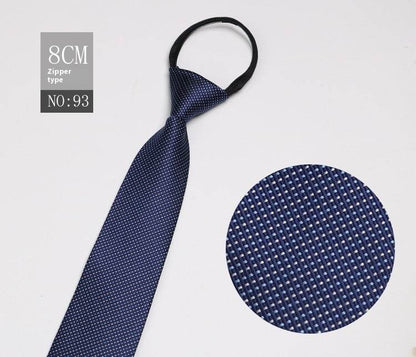Black Striped Blue Business Tie - Lazy Zip Closure for Easy Wear - Buy Center