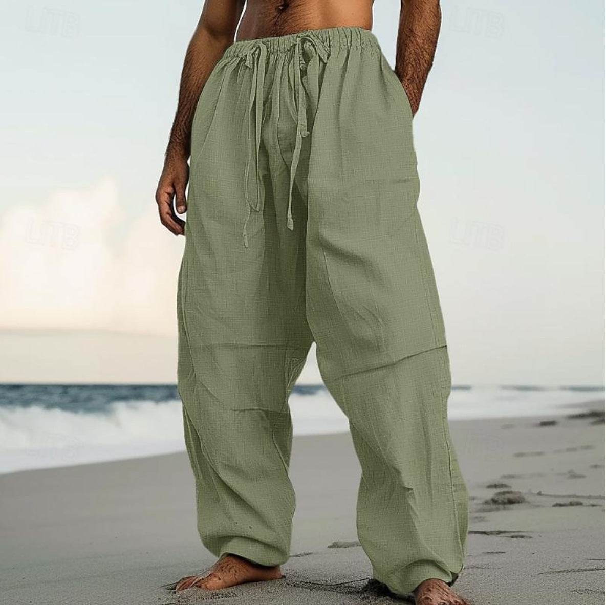 Comfortable Beach Straight-Leg Pants - Stylish Cotton Blend for Daily Wear - Buy Center