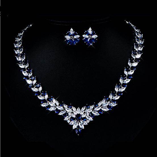 Zircon Flower Stud Necklace Set - Elegant Gold-Plated Jewelry for Every Occasion - Buy Center