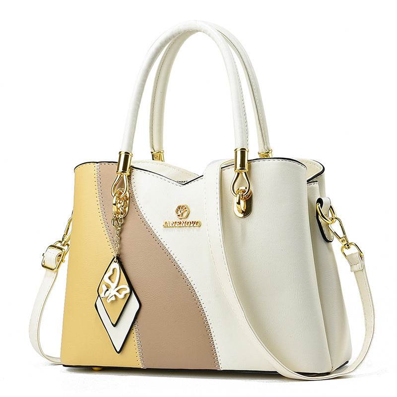 Large Capacity Contrast Color Handbag - Stylish Soft Leather Clutch - Buy Center
