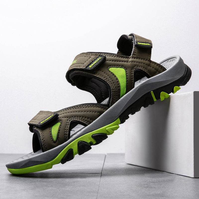 Buycenter Men's Leather Sandals - Breathable Beach Shoes, Extra-Large Fit - Buy Center