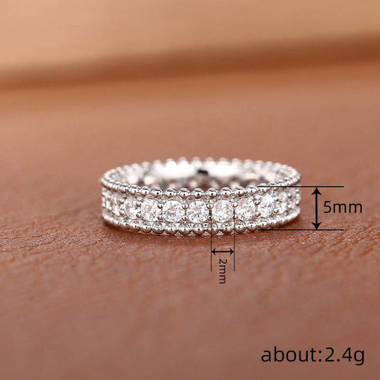 Shiny Full Diamond Geometric Ring - Elegant Copper Jewelry for Women - Buy Center