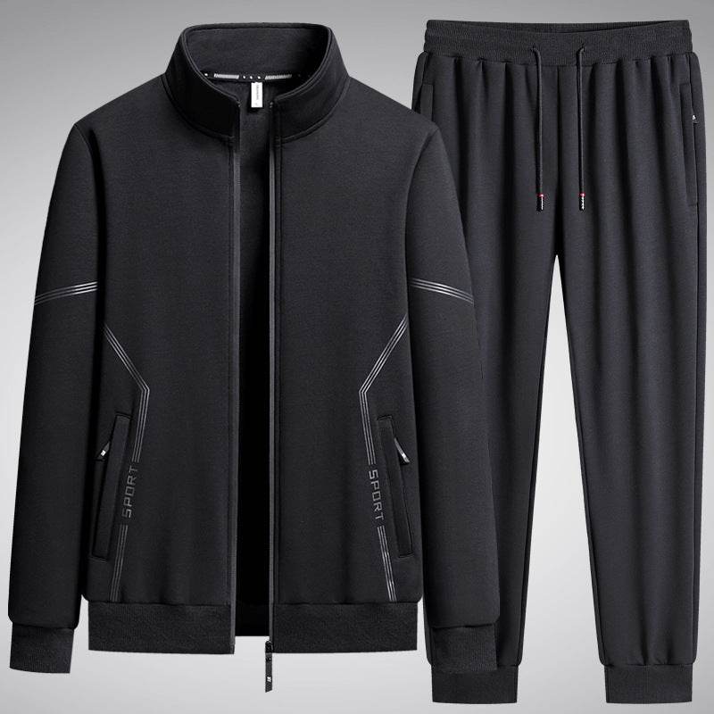 Men's Fleece-Lined Leisure Sports Suit - Stylish Two-Piece Set for All Seasons - Buy Center