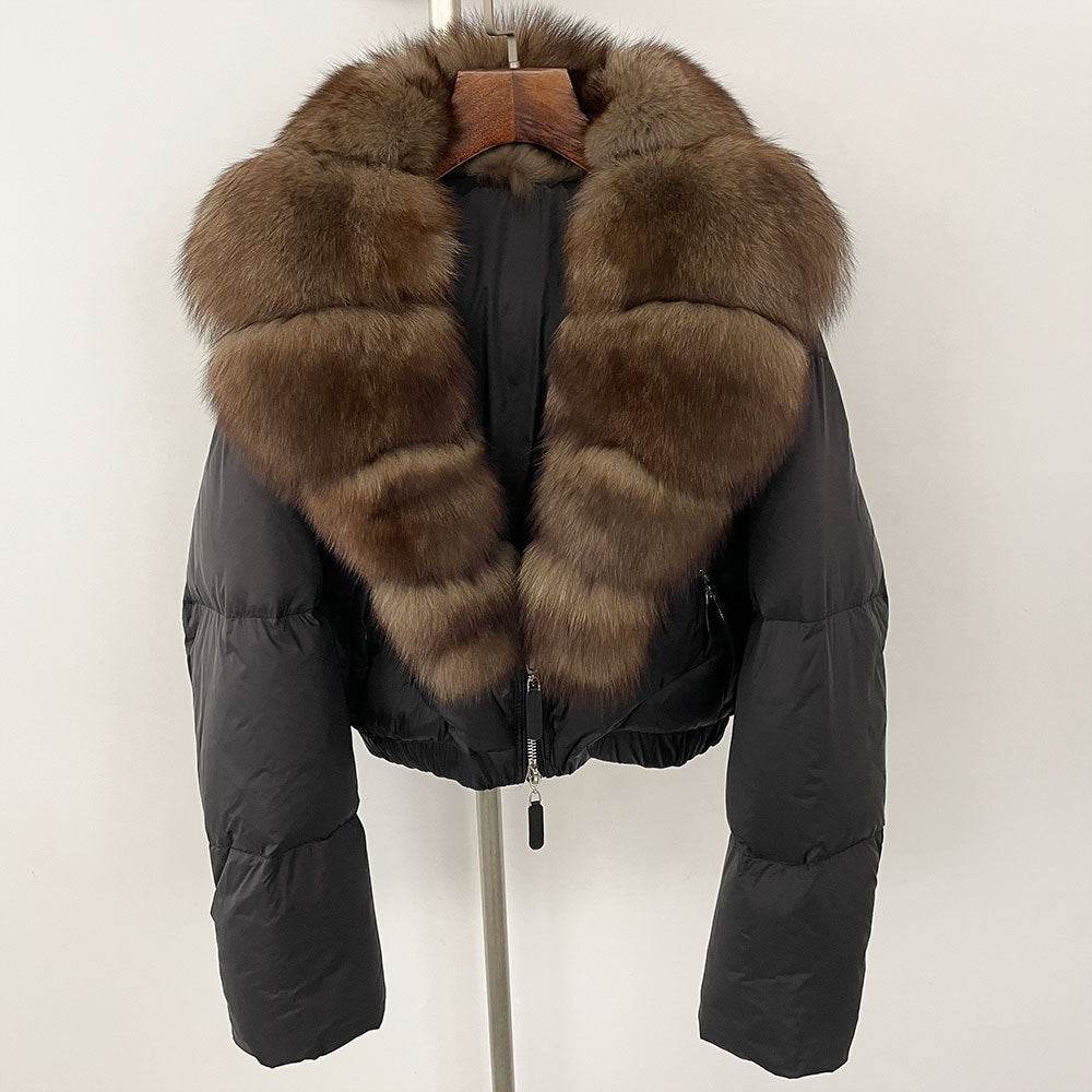 Luxurious Fox Fur Collar Down Jacket - Thick Stylish Coat for Women - Buy Center