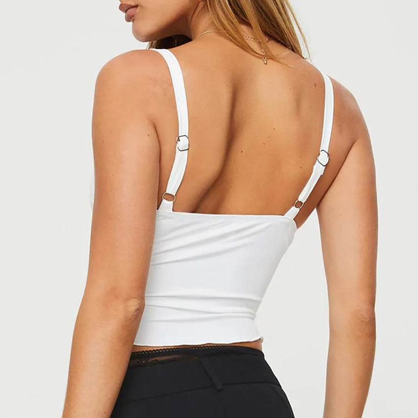 Buycenter Women's Bow Camisole Tank - Slim Fit Backless Top - Buy Center