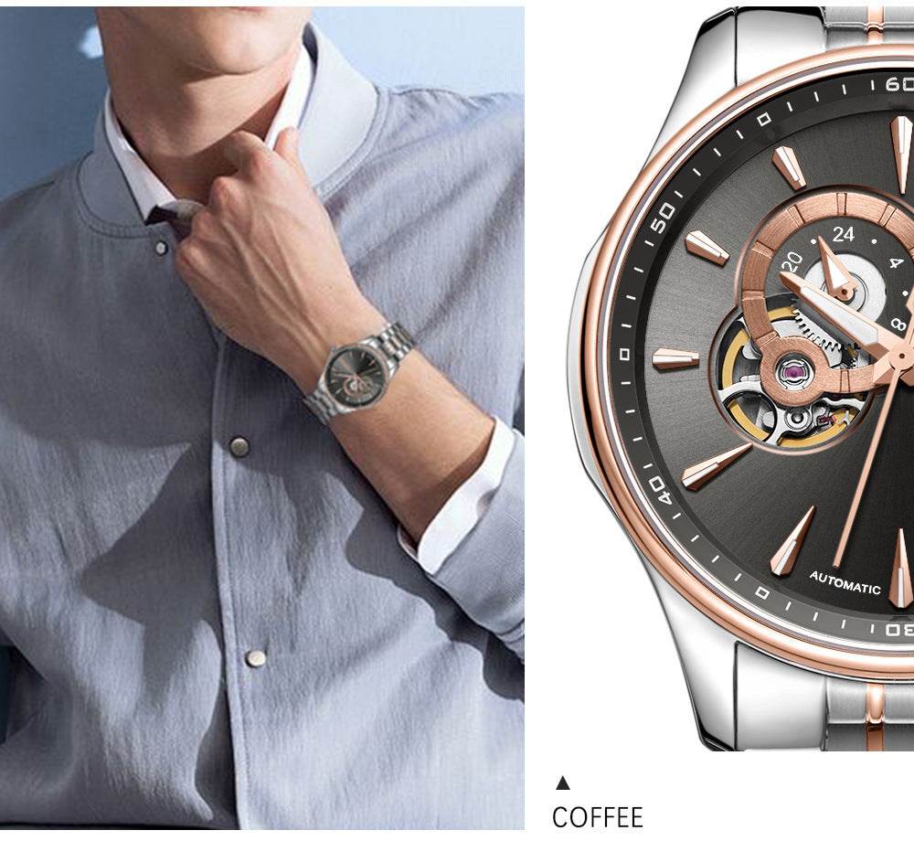 Buy Center Mechanical Watch - Luminous Display, 50m Waterproof, 42mm Dial - Buy Center