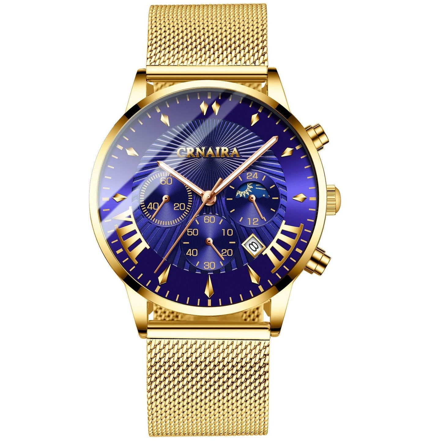 Buycenter Men's Waterproof Quartz Watch - Three-Eye Design, Stylish Alloy Band - Buy Center
