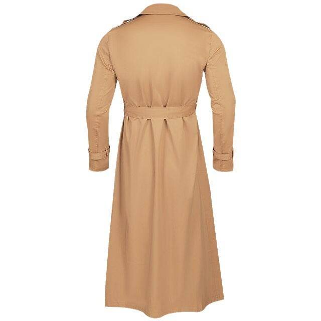 Stylish Long Trench Coat for Men - Double Breasted, Large Lapel Design - Buy Center