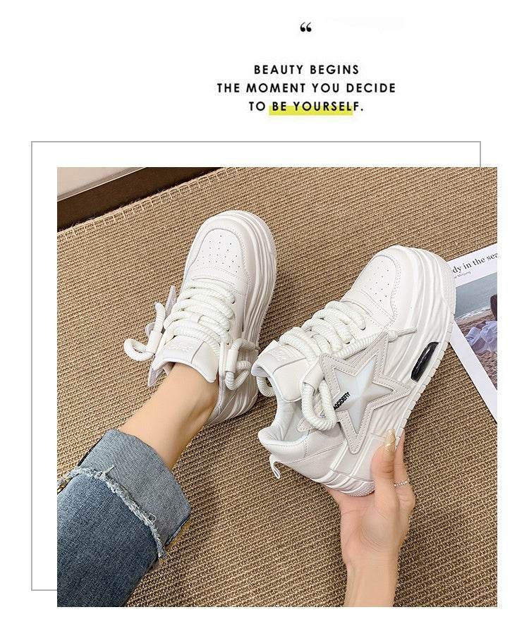 Women's Lightweight Platform Board Shoes - White & Pink Casual Style - Buy Center