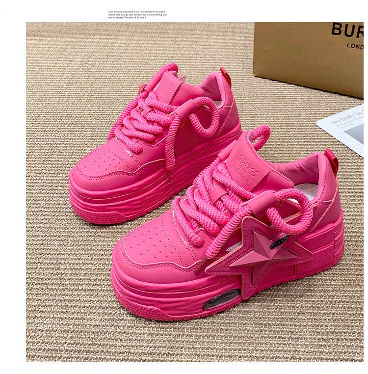 Women's Lightweight Platform Board Shoes - White & Pink Casual Style - Buy Center
