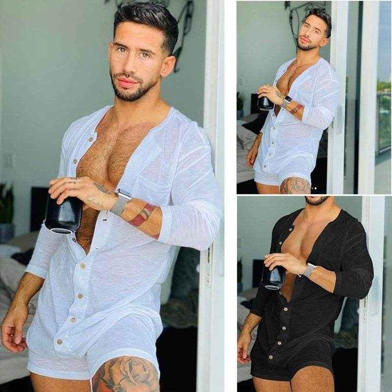Pure Color Tight Jumpsuit for Men - Stylish Homewear in Classic Colors