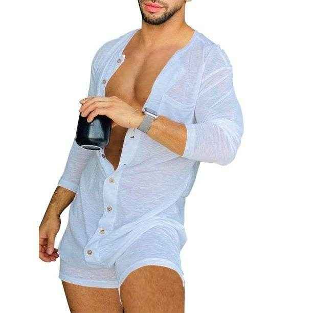 Pure Color Tight Jumpsuit for Men - Stylish Homewear in Classic Colors