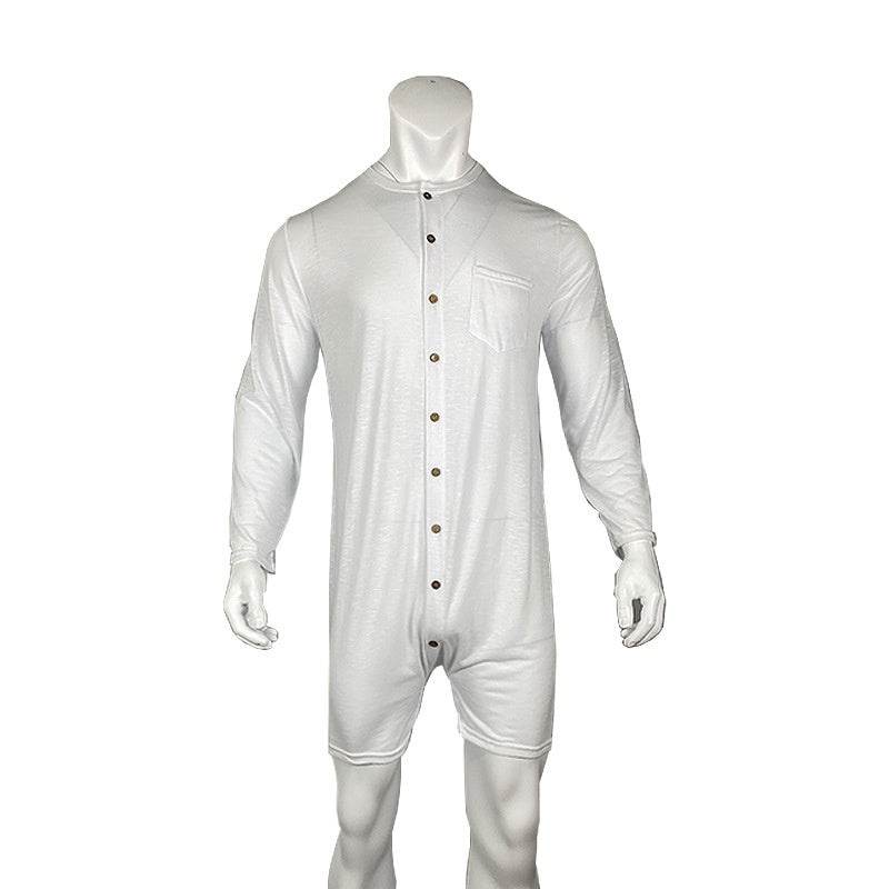 Pure Color Tight Jumpsuit for Men - Stylish Homewear in Classic Colors - Buy Center