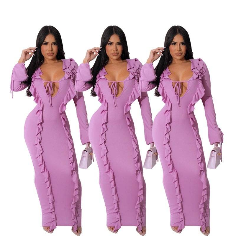 Elegant Violet Bridesmaid Dress - Pure Color Tie Stringy Selvedge Style - Buy Center