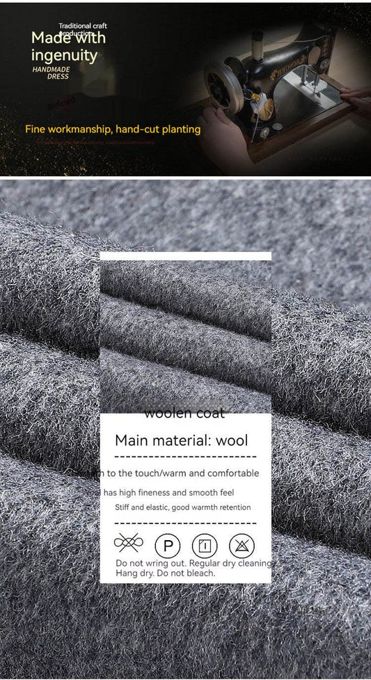 Autumn & Winter Long Woolen Coat - Double Breasted & Oblique Pockets - Buy Center