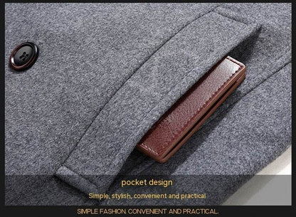 Autumn & Winter Long Woolen Coat - Double Breasted & Oblique Pockets - Buy Center