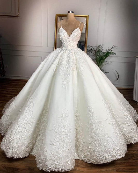 Deep V-Neck Lace Wedding Dress - Elegant Spring Style for 2024 - Buy Center