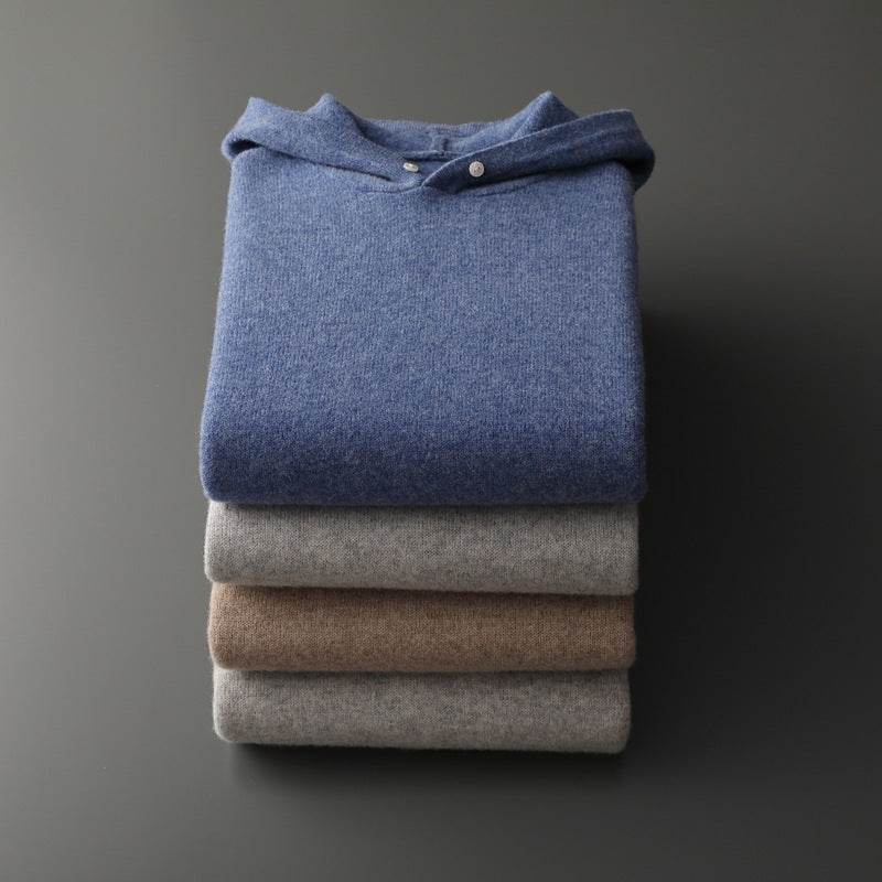 Buycenter Men's Casual Knitted Hoodie - Stylish Wool Hooded Sweater - Buy Center