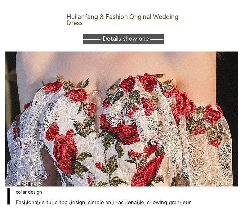 Temperament Bride Bra Trailing Mori Wedding Dress - Elegant Floor-Length Style - Buy Center