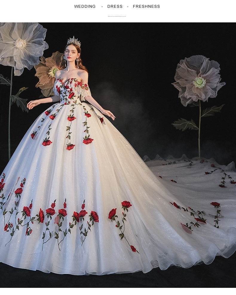 Temperament Bride Bra Trailing Mori Wedding Dress - Elegant Floor-Length Style - Buy Center