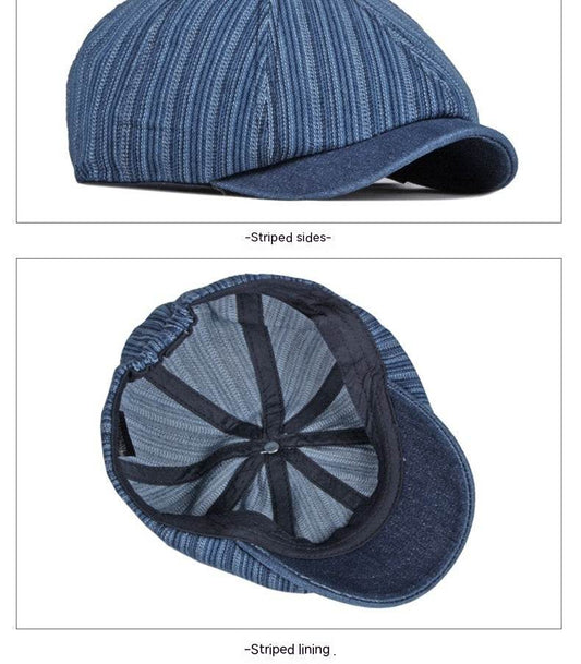 Spring & Autumn Washed Denim Beret - Stylish Octagonal Design for All Seasons - Buy Center