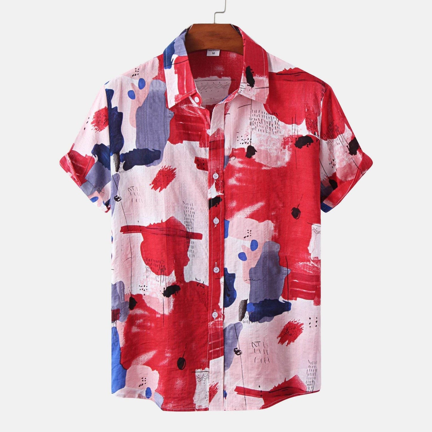 New Hawaiian Men's Short Sleeve Cardigan - Stylish Floral Print Cotton - Buy Center